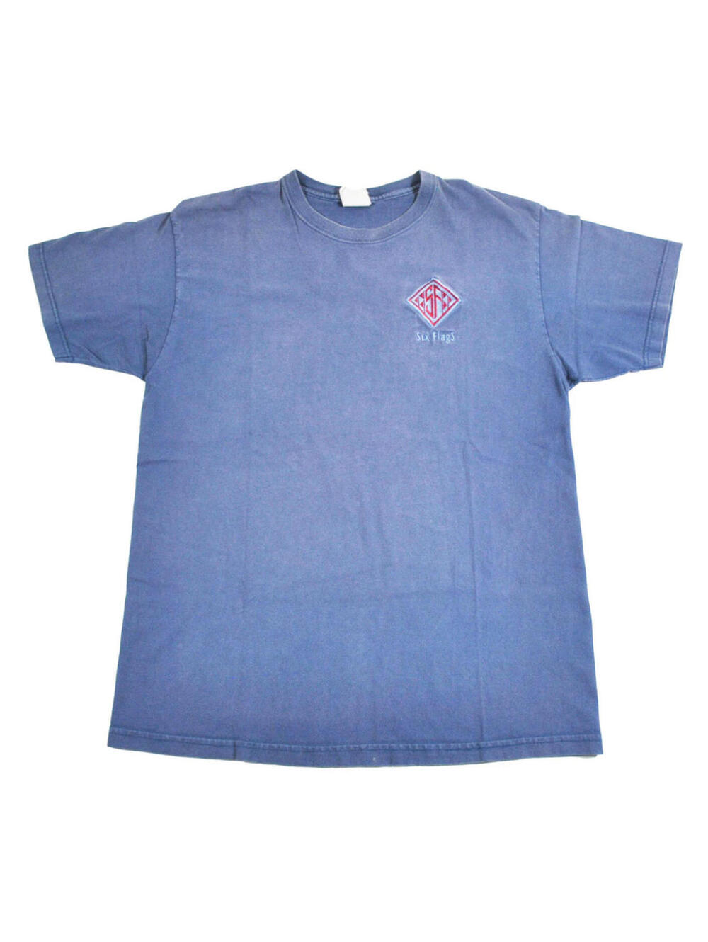 Vintage Six Flags 90s Theme Park Blue Shirt Size Medium